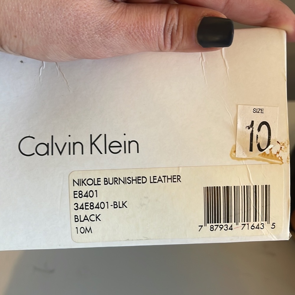 Calvin Klein Black Leather & Cork Wedges Sz 10 - Picture 10 of 11